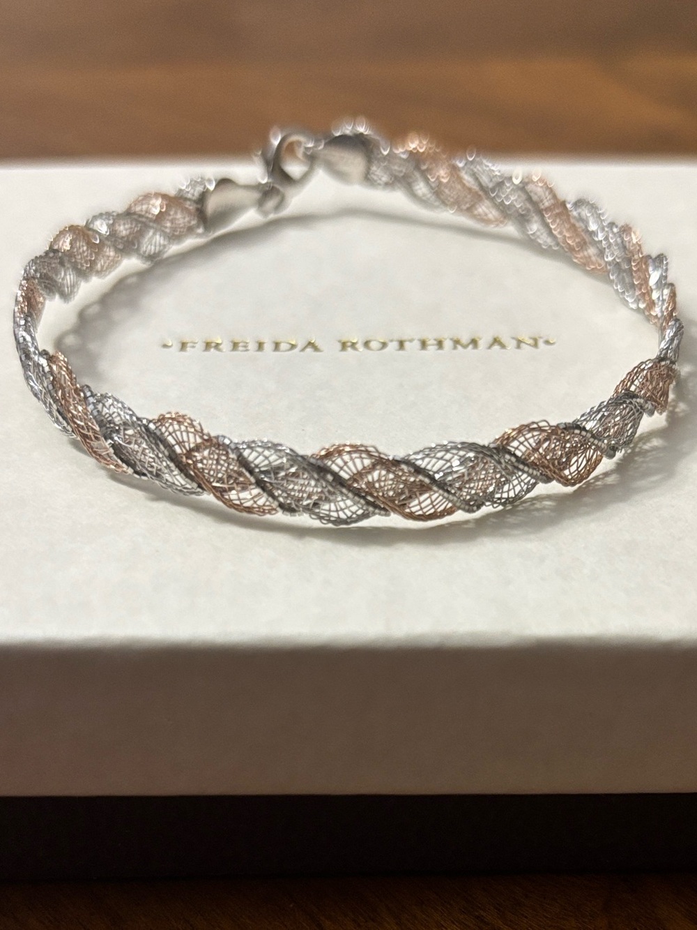 Freida Rothman Vault Multi-Strand Mesh Twisted Light Bracelet-SS 9.25